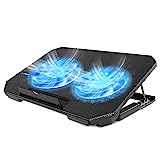 LIENS Laptop Cooling Pad with Adjustable Height Two 5.1 Inches Fan 2 USB Ports Suitable for 12'-15.6' Laptops（Black）
