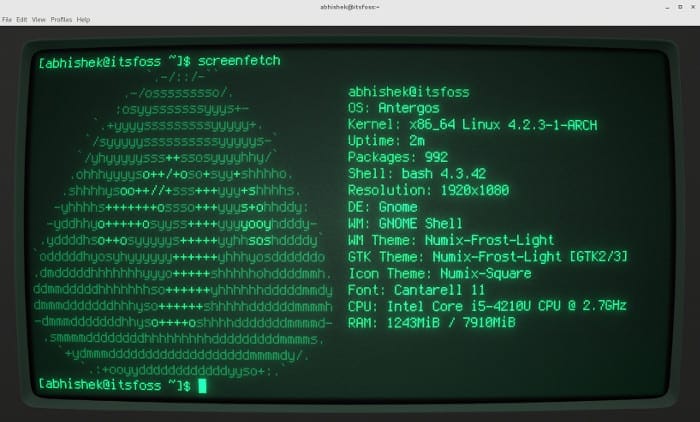 screenfetch with cool retro term