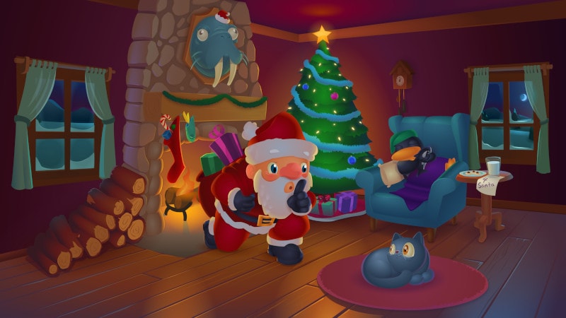 Christmas Tux Wallpaper