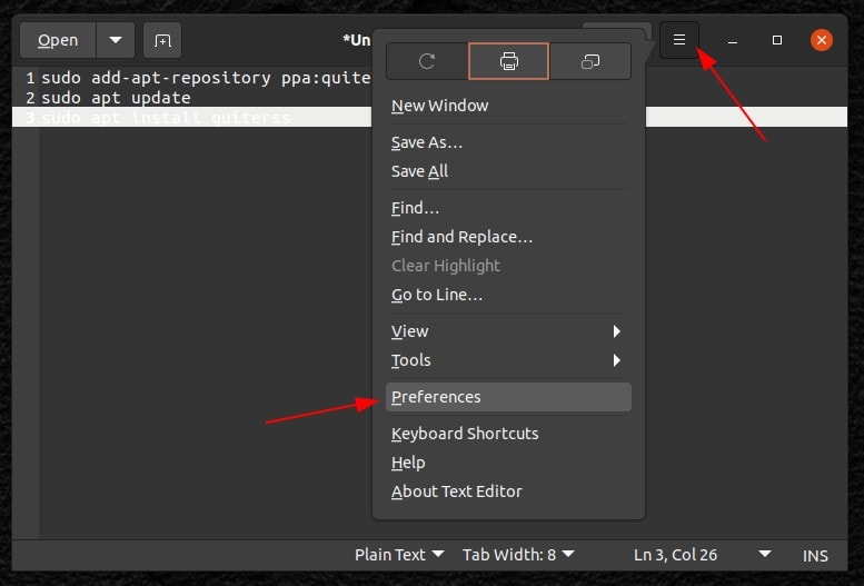 Gedit Preferences