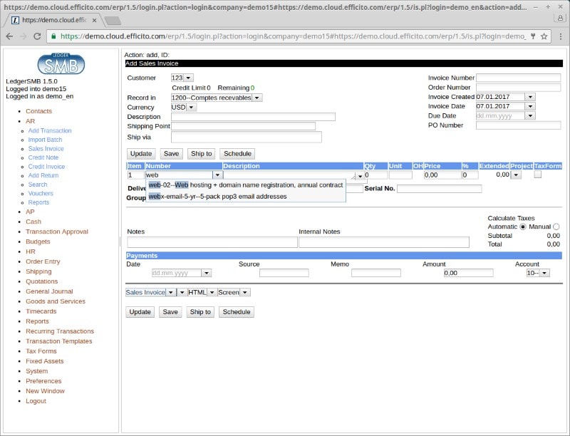 Ledgersmb Screenshot