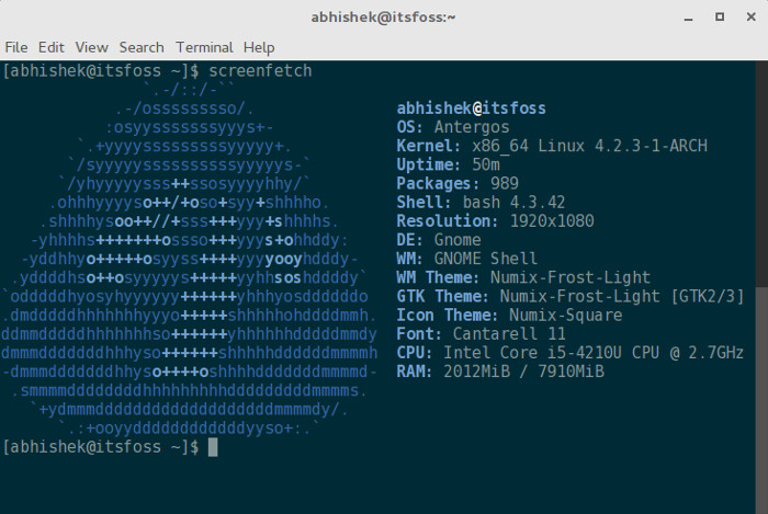 ASCII display for Antergos