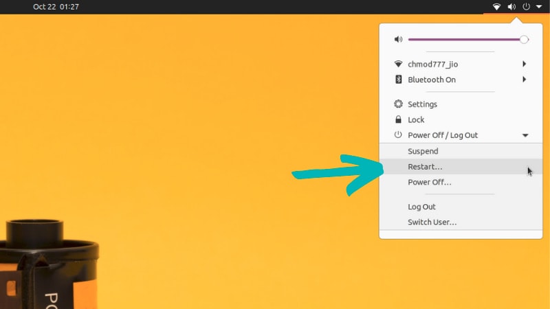 Ubuntu 20 10 Restart Option