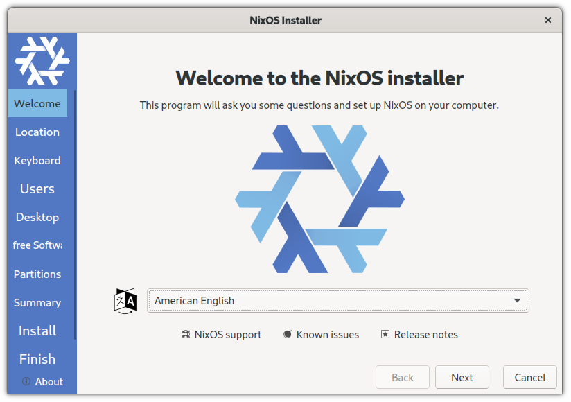 choose preferred language for NixOS install