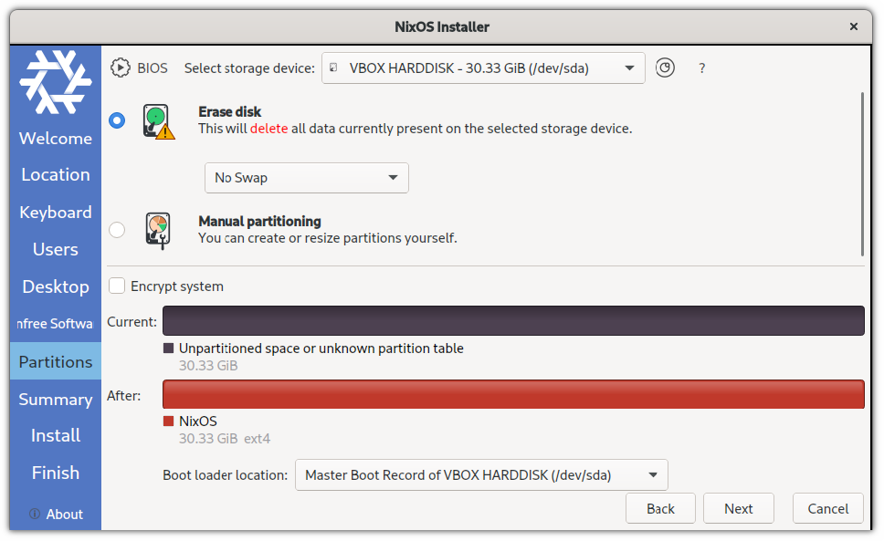 automatic partition the disk for NixOS