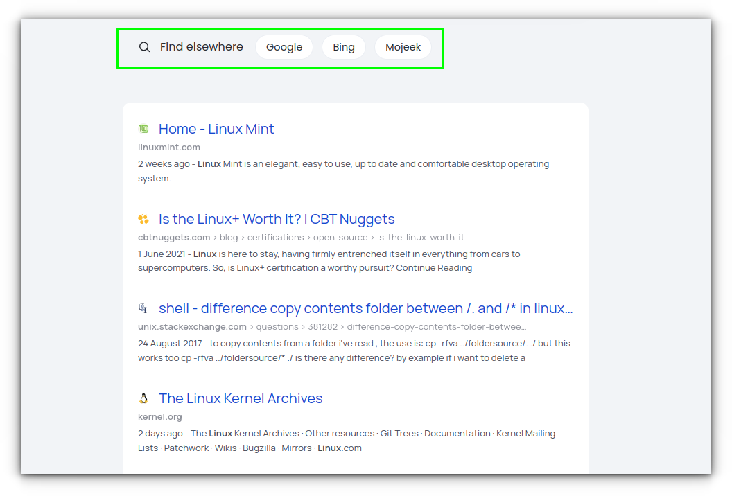 brave search find in other search engines