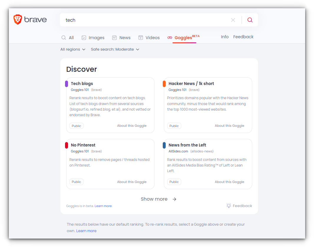 brave search googles community curated search rankings
