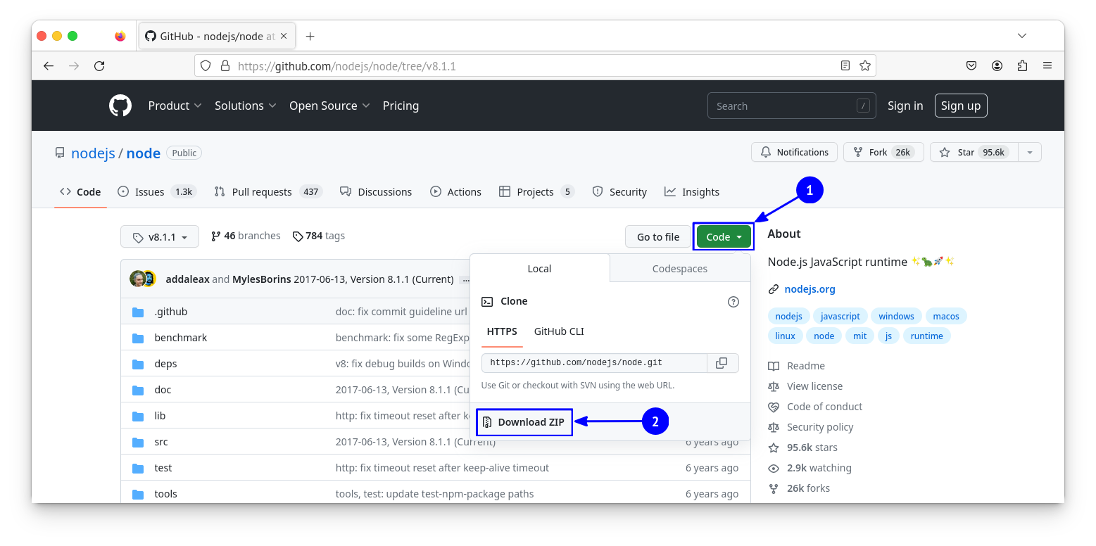 Use the "Code" button on the top right part to download the source code as a zip file
