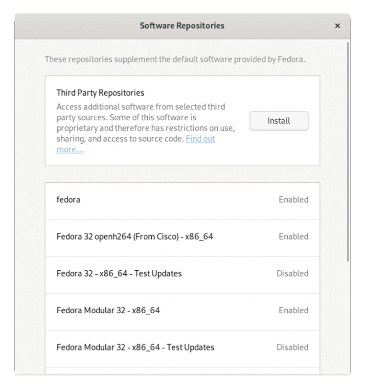 Fedora Third Party Repo Gui