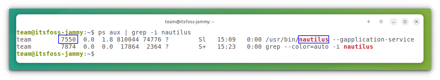 Find the PID of a process in Linux with ps command