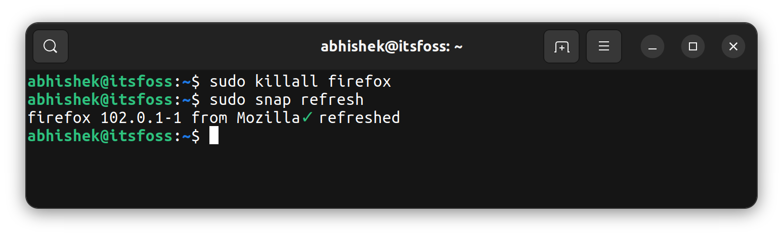 firefox snap update ubuntu