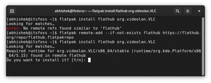 flatpak no remote ref problem fixed