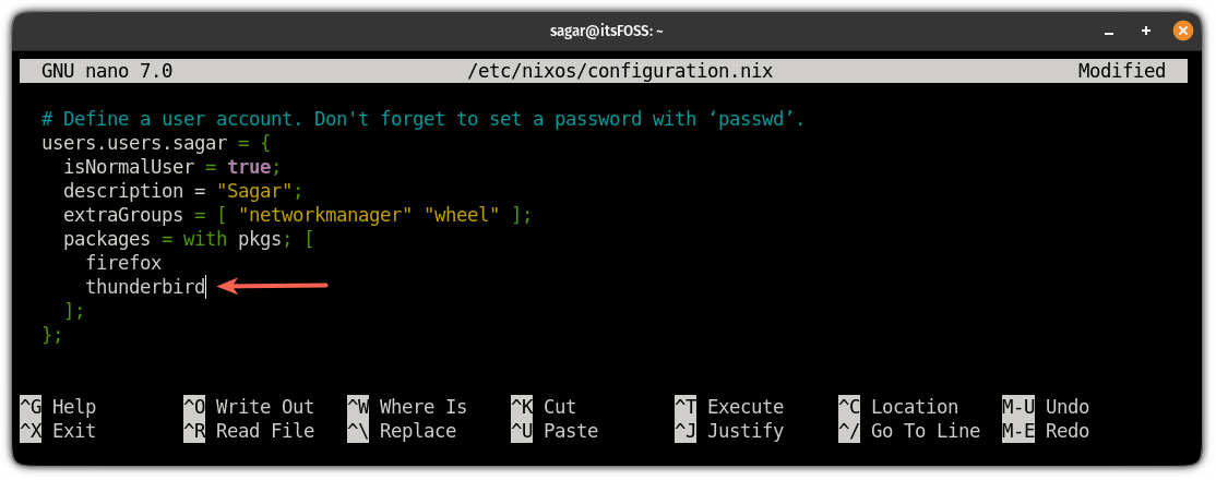 install a package in NixOS using the Nix config file