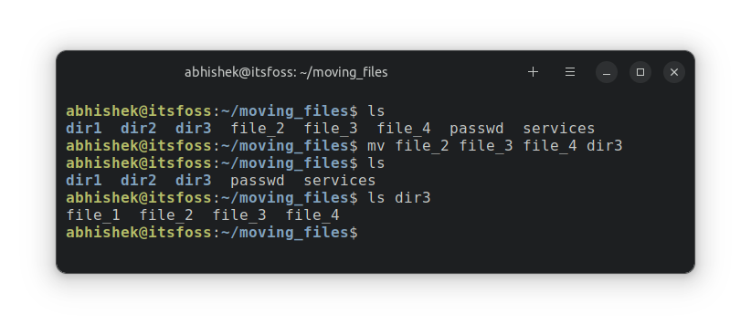 Example of moving multiple files in Linux