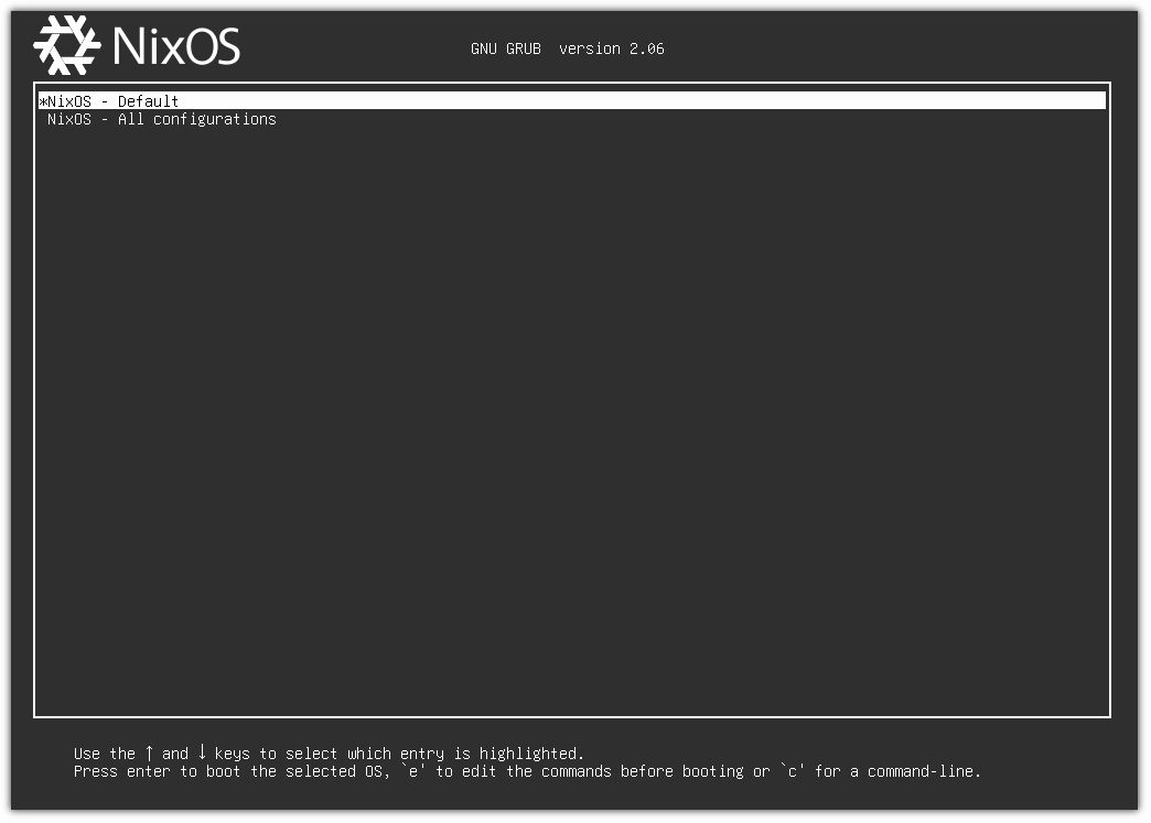 NixOS grub screen