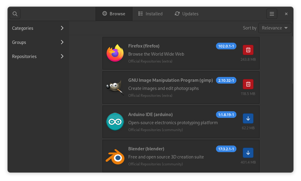 Pamac GUI