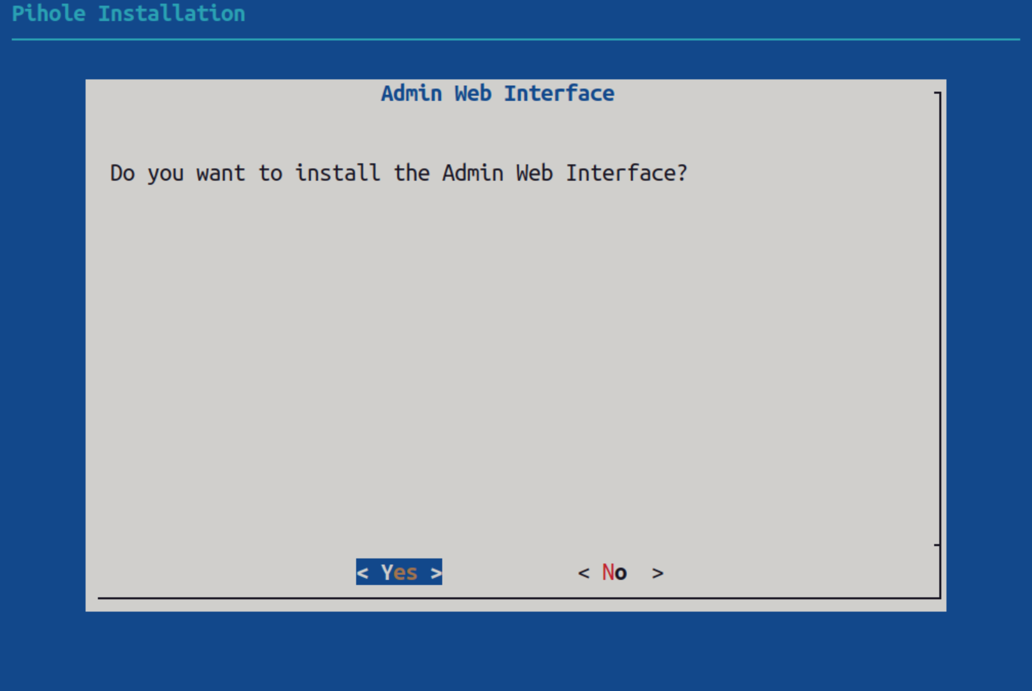 The Pi-hole installer needs user input regarding the availibility of a Web UI.