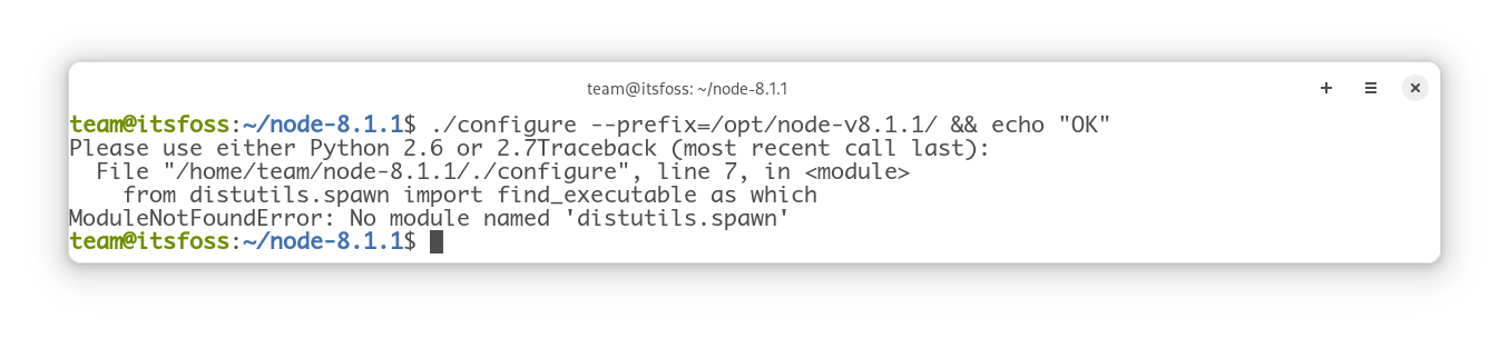 Pyhton Error in Node.js v8.1.1