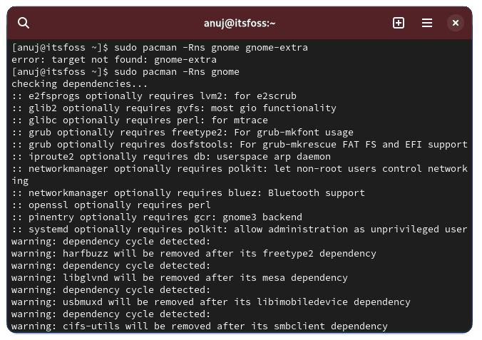 remove gnome arch unity