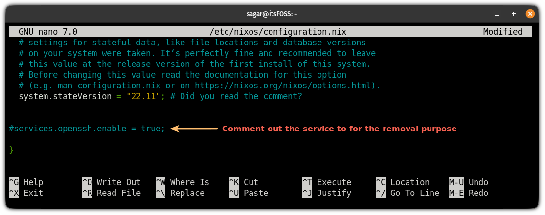 remove service from NixOS
