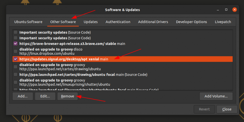 Remove Signal Repository from Ubuntu