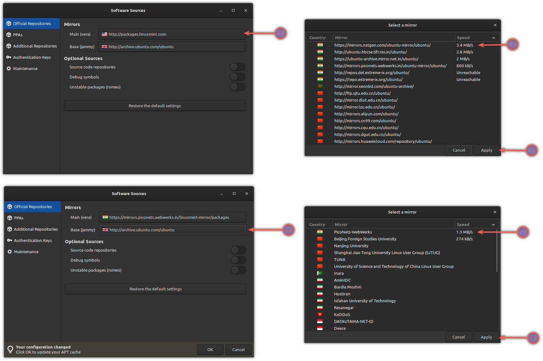 Select fastest mirrors to download packages faster in Linux Mint