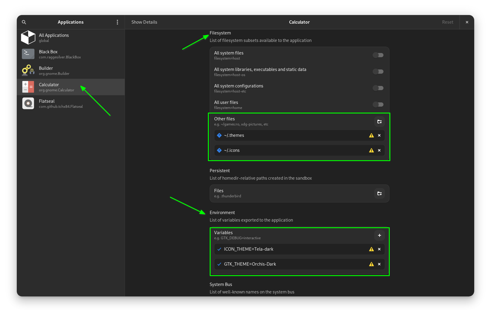 setting themes for flatpak apps on an individual basis through flatseal