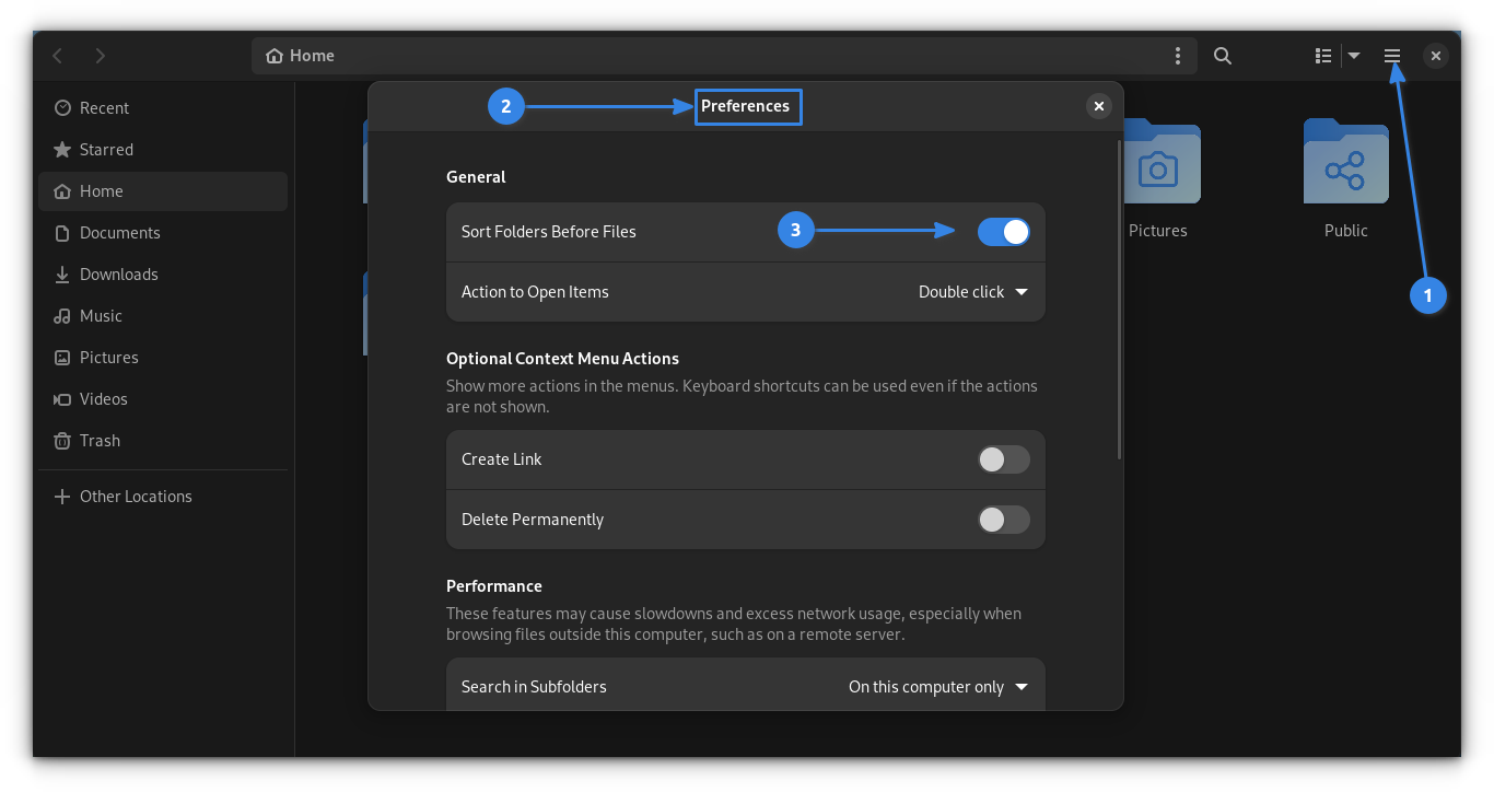 sort folder before files