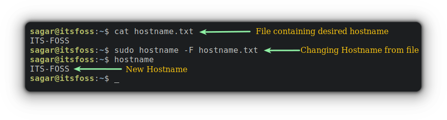 sudo hostname f