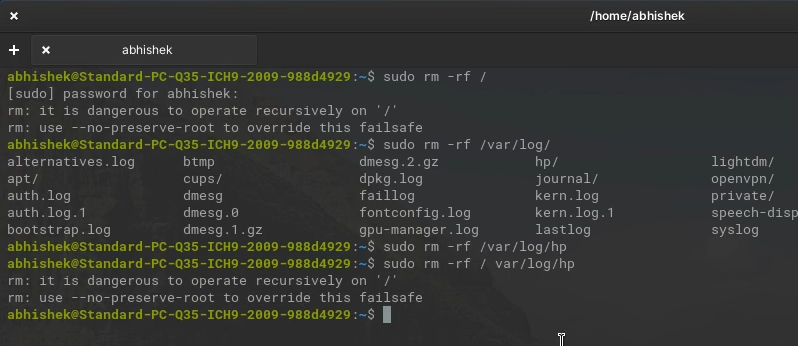 sudo rm rf example