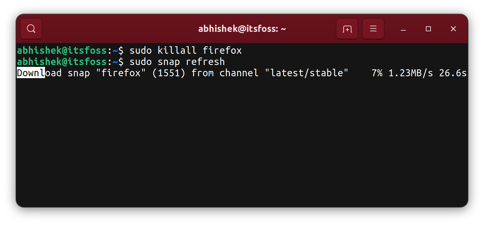 updating firefox snap package ubuntu