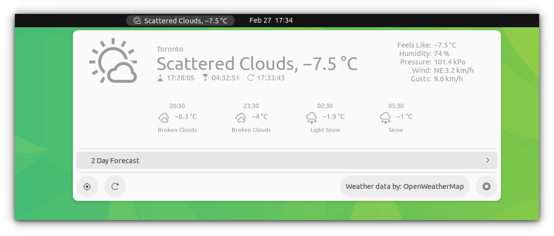 A GNOME Extension displaying weather information